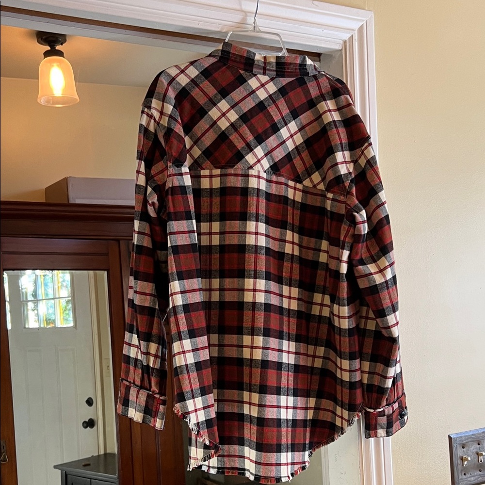 The GREAT Plaid half zip high low top Shirt - Picture 2 of 9